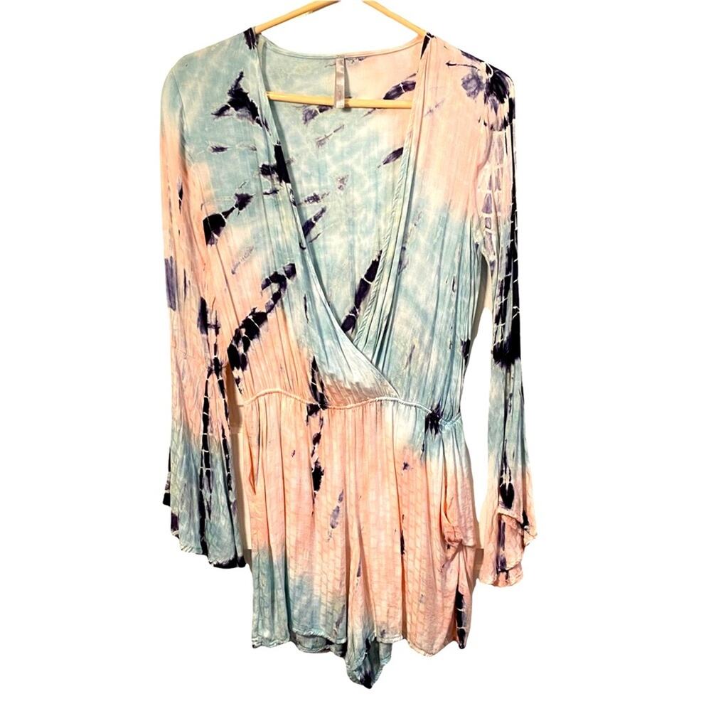 Mona B tie dye Long sleeve romper lightweight Sz S